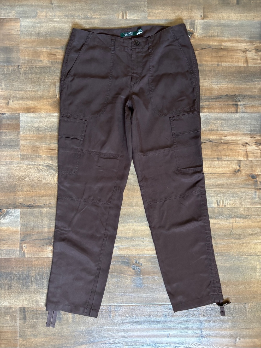 Ralph Lauren Brown Women's Cargo Pants with Tie Detail